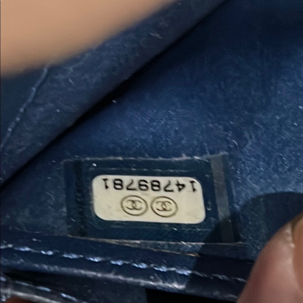Authentic Chanel Blue Embossed Leather Wallet - Picture 5 of 14